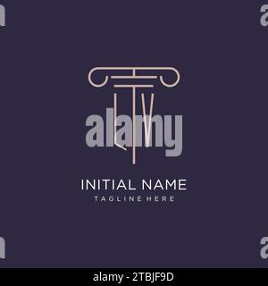 LV initial with pillar logo design, luxury law office logo style design ideas Stock Vector