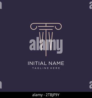 VV initial with pillar logo design, luxury law office logo style design ideas Stock Vector
