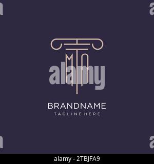 MN initial with pillar logo design, luxury law office logo style design ideas Stock Vector