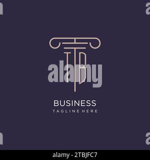 TB initial with pillar logo design, luxury law office logo style design ideas Stock Vector