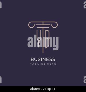 YB initial with pillar logo design, luxury law office logo style design ideas Stock Vector