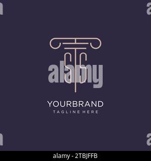 SS initial with pillar logo design, luxury law office logo style design ideas Stock Vector