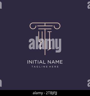 YI initial with pillar logo design, luxury law office logo style design ideas Stock Vector