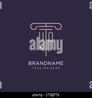 WA initial with pillar logo design, luxury law office logo style design ideas Stock Vector