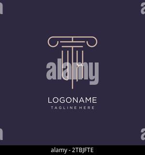 UX initial with pillar logo design, luxury law office logo style design ideas Stock Vector