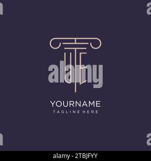 UE initial with pillar logo design, luxury law office logo style design ideas Stock Vector