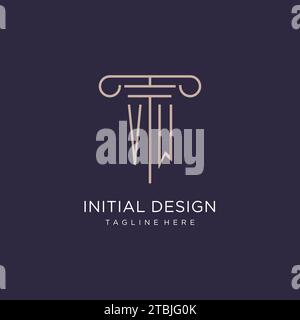 VW initial with pillar logo design, luxury law office logo style design ideas Stock Vector