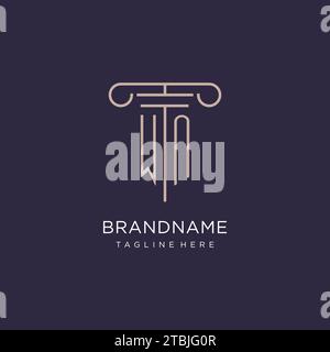 WN initial with pillar logo design, luxury law office logo style design ideas Stock Vector