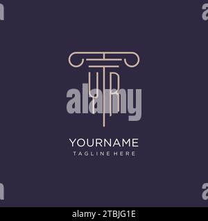 YR initial with pillar logo design, luxury law office logo style design ideas Stock Vector