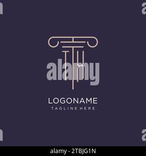 TX initial with pillar logo design, luxury law office logo style design ideas Stock Vector