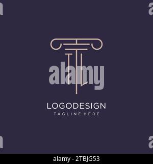 TL initial with pillar logo design, luxury law office logo style design ideas Stock Vector