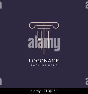 XT initial with pillar logo design, luxury law office logo style design ideas Stock Vector