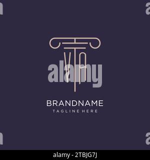 VA initial with pillar logo design, luxury law office logo style design ideas Stock Vector