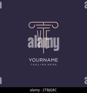 VE initial with pillar logo design, luxury law office logo style design ideas Stock Vector