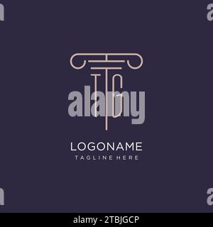 TG initial with pillar logo design, luxury law office logo style design ideas Stock Vector