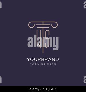 WS initial with pillar logo design, luxury law office logo style design ideas Stock Vector