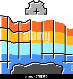 oil reservoir simulation petroleum engineer color icon vector illustration Stock Vector