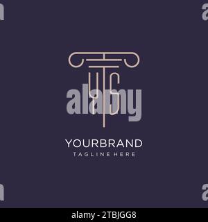 YS initial with pillar logo design, luxury law office logo style design ideas Stock Vector