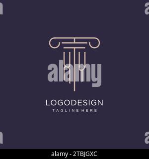 XY initial with pillar logo design, luxury law office logo style design ideas Stock Vector
