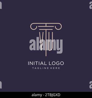 VU initial with pillar logo design, luxury law office logo style design ideas Stock Vector