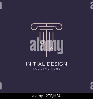 YW initial with pillar logo design, luxury law office logo style design ideas Stock Vector