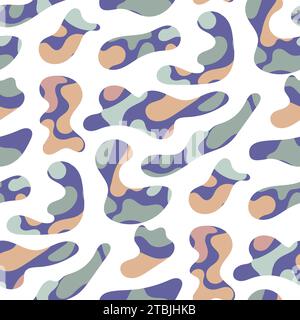 Freeform blob shapes pattern. Abstracts amoeba seamless pattern, freeform organic elements. Stock Vector