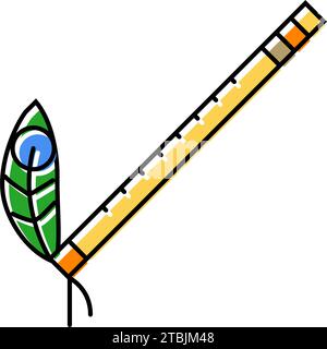 krishna flute hinduism color icon vector illustration Stock Vector