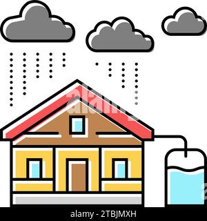 rainwater harvesting environmental color icon vector illustration Stock Vector