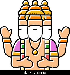 brahma god indian line icon vector illustration Stock Vector Image ...