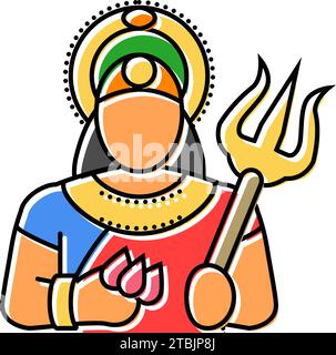 durga trident trishul color icon vector illustration Stock Vector