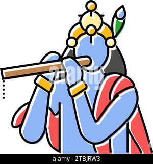 krishna god indian color icon vector illustration Stock Vector