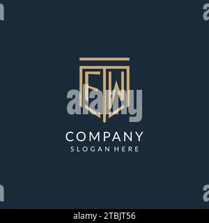 FW monogram with modern and luxury shield shape design vector graphic ...
