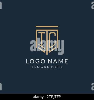 Initial IC shield logo monoline style, modern and luxury monogram logo design vector graphic Stock Vector