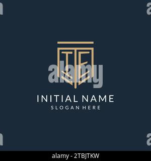 Initial IE shield logo monoline style, modern and luxury monogram logo design vector graphic Stock Vector