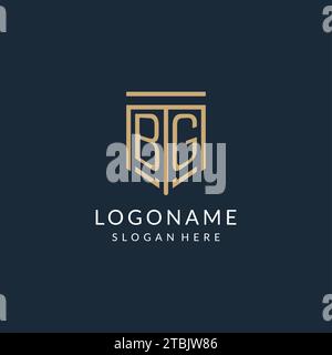 BG monogram with modern and luxury shield shape design vector graphic ...