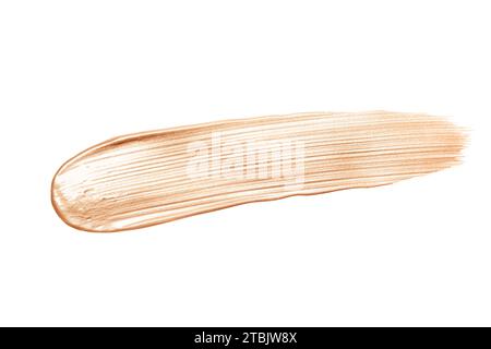 Beautiful textured golden strokes isolated on white background. Demonstrating color of 2024 year - peach. Stock Photo