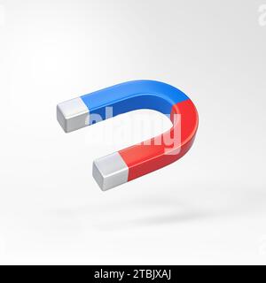 Simple Metal Magnet Isolated over Soft Blue Background. Cartoon ...