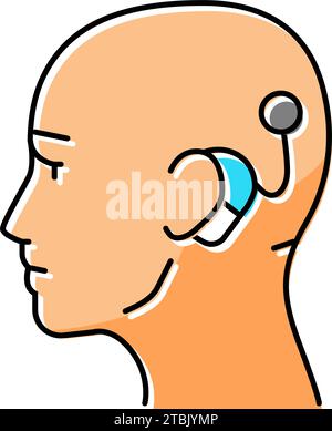 cochlear implant audiologist doctor color icon vector illustration Stock Vector