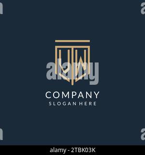 Initial VW shield logo monoline style, modern and luxury monogram logo design vector graphic Stock Vector