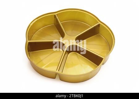 Empty plastic divider five section plate isolated on white background Stock Photo
