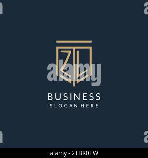 ZL monogram with modern and luxury shield shape design vector graphic ...
