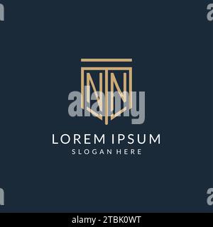 Modern line shield letter N NN logo design set. Simple security initial ...