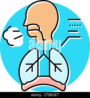 chronic cough disease symptom color icon vector illustration Stock ...