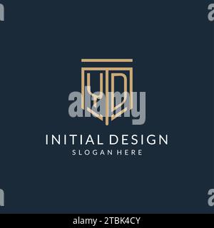 Initial YD shield logo monoline style, modern and luxury monogram logo design vector graphic Stock Vector