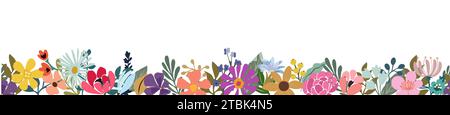 Floral border colorful abstract vector art flowers Stock Vector