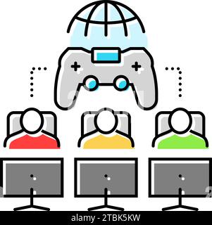 multiplayer games game development line icon vector illustration Stock ...