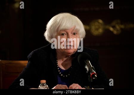 Mexico City, Mexico. 07th Dec, 2023. December 7, 2023, Mexico City, Mexico: United States Treasury Secretary Janet Yellen at a press conference at the National Palace in Mexico City. on December 7, 2023 in Mexico City, Mexico (Photo by Luis Barron/Eyepix Group/Sipa USA). Credit: Sipa USA/Alamy Live News Stock Photo