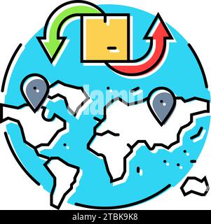 cross border trade logistic manager color icon vector illustration ...