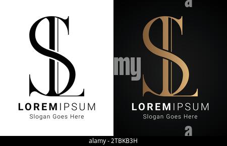Luxury Initial SL or LS Monogram Text Letter Logo Design Stock Vector