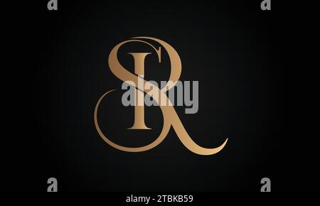 Luxury Initial SR or RS Monogram Text Letter Logo Design Stock Vector